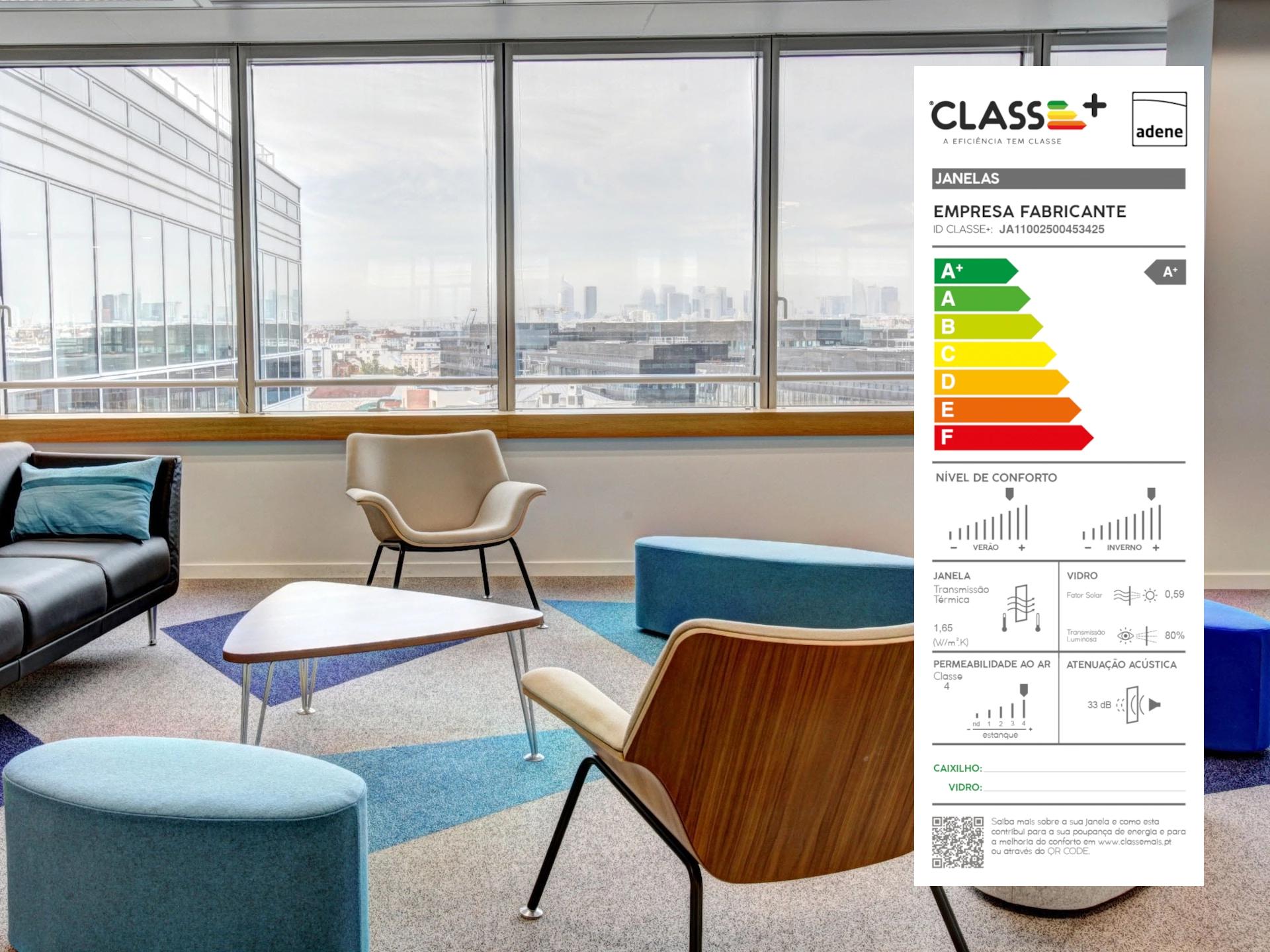 Etiquetagem Energética CLASSE Mais Ilustração de uma etiqueta energética CLASSE Mais